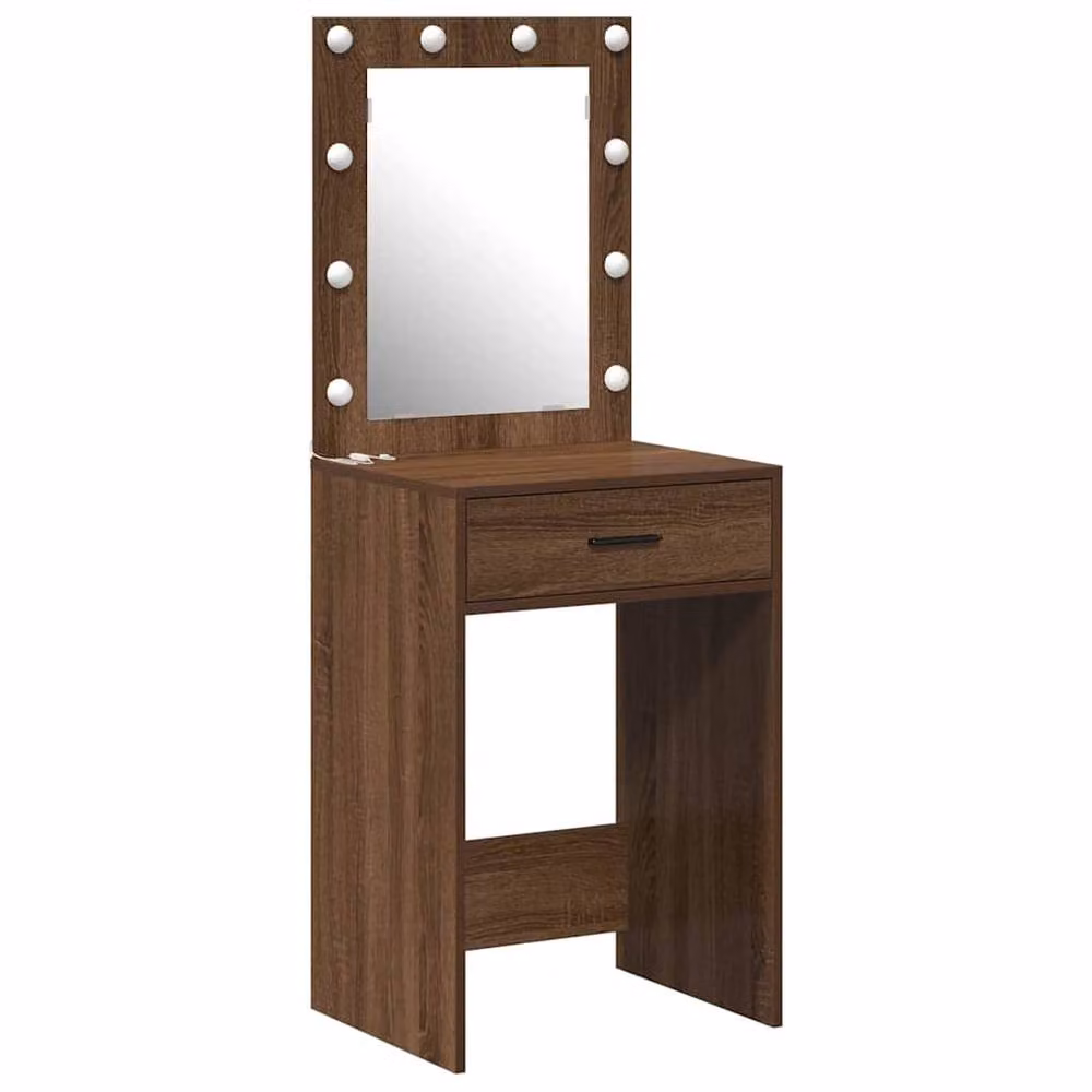 Berkfield Home Modern Hollywood LED Dressing Table in Brown Oak, W/D/H: 50 x 41 x 135 cm – 3