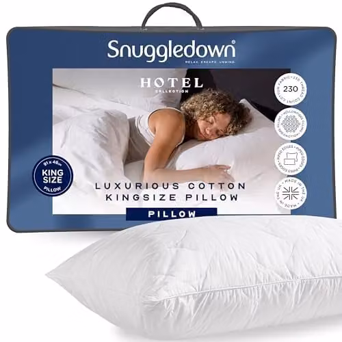 Snuggledown Firm Cotton Quilted King Size Pillow in White, W/H: 91 x 48 cm