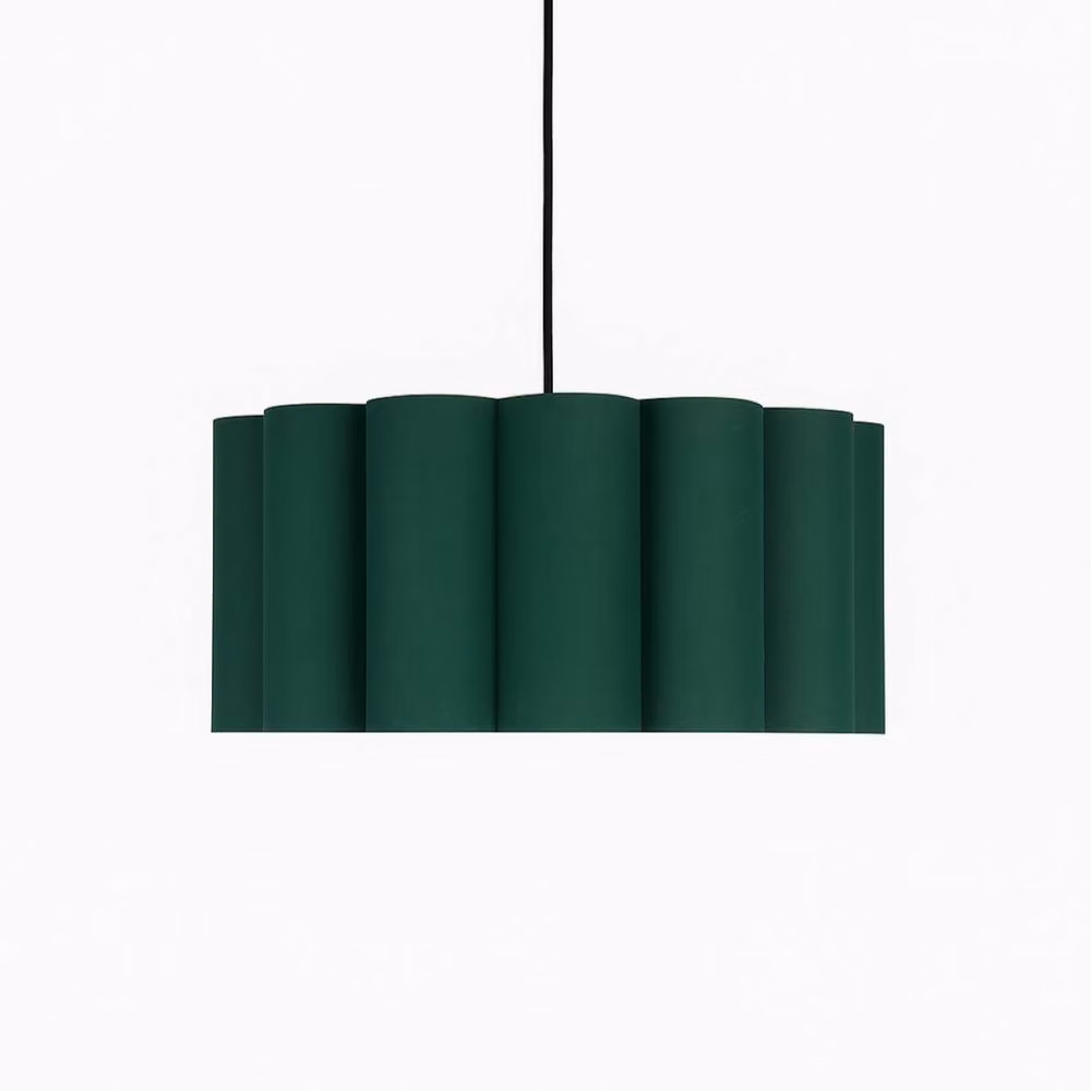 CGC Lighting Maria Scalloped Drum Lampshade in Green, Width: 48 cm – 5