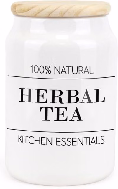 Purely Home Minimalist Essentials Ceramic Herbal Tea Storage Canister in White or Black