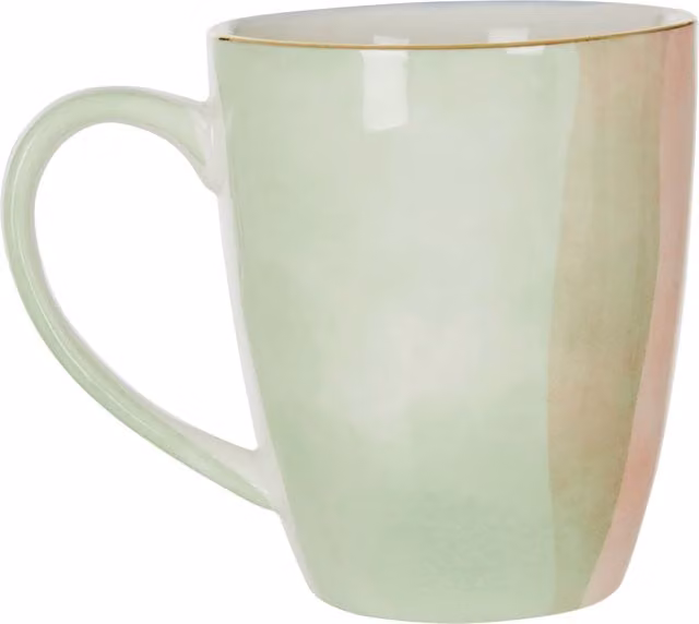Orsina Gold Plated Colour of Paradise Hand Painted Porcelain Mug in Green and Gold