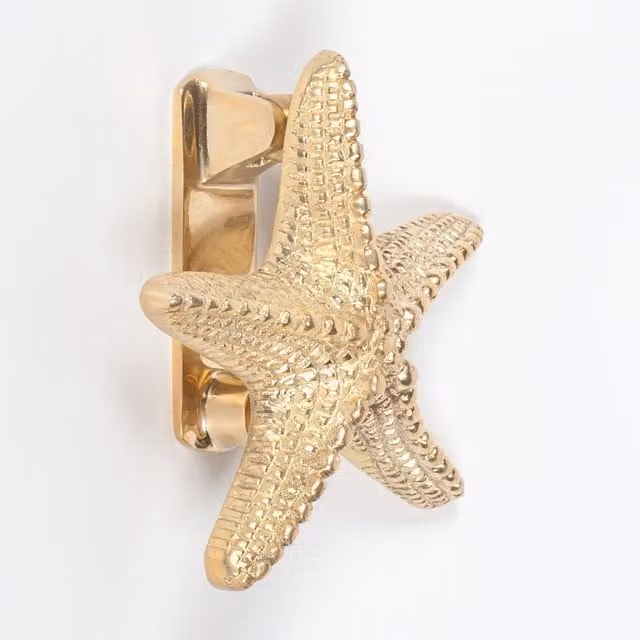 Glasstone Polished Brass Starfish Door Knocker in Gold