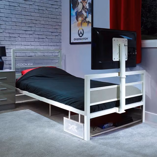 X Rocker Basecamp Single TV Gaming Bed in White, W/D/H: 90 x 200 cm