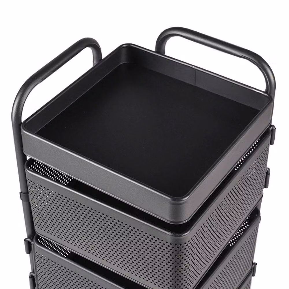 Garden Sanctuary 4-Tier Metal Kitchen and Balcony Storage Rack with Wheels in Matt Black – 9