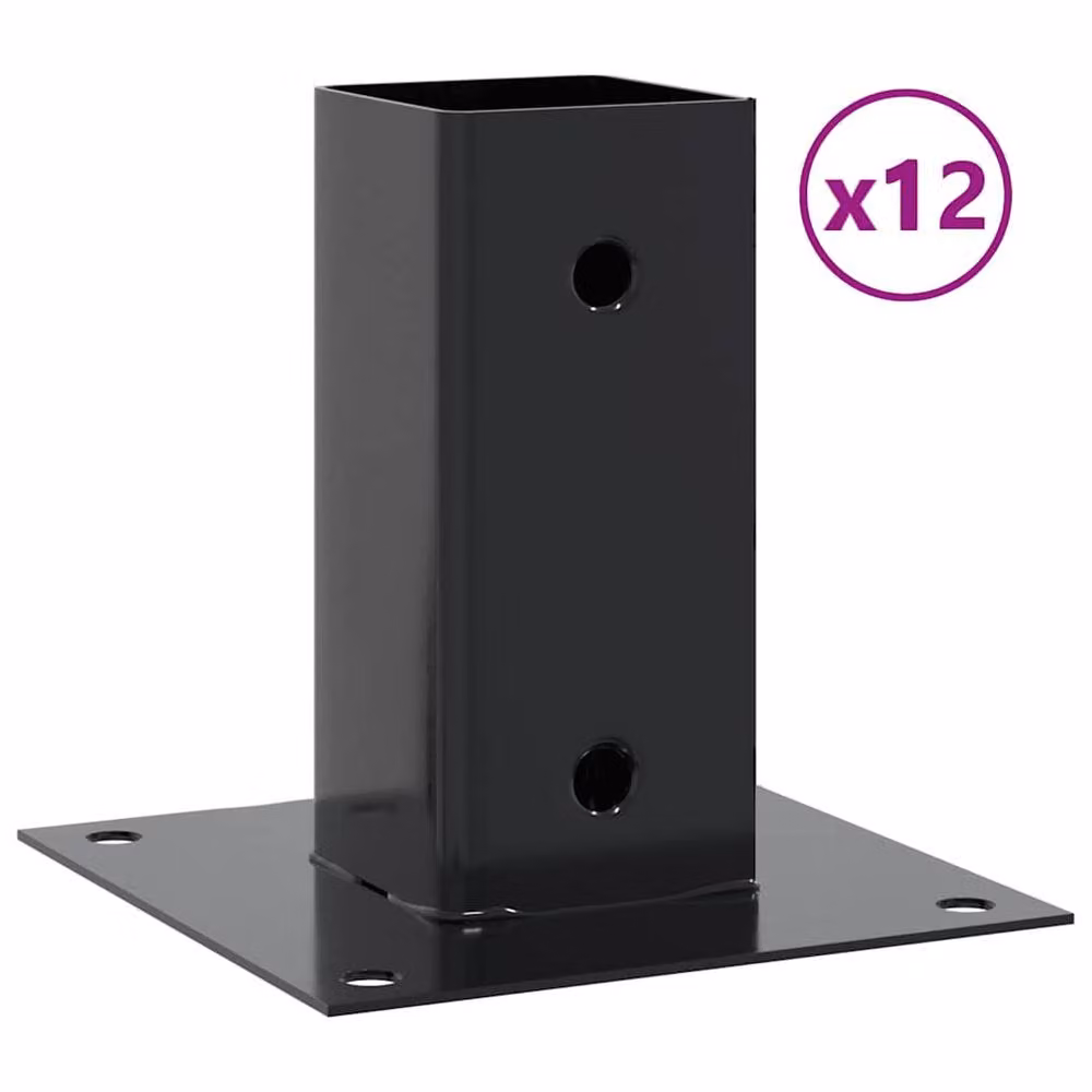 Berkfield Home Square Post Support Bases, 12 Pack, Anthracite, Powder-coated Steel, 71 x 71 mm – 2