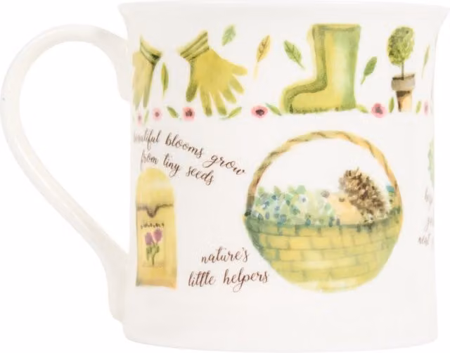 Devon Gardeners Paradise Rose of England Floral Ceramic Mug in White
