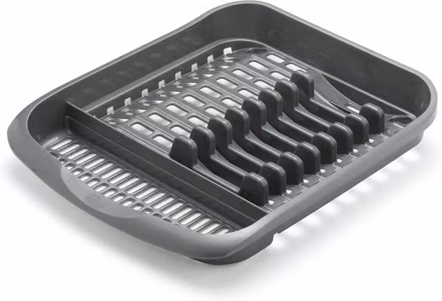 Addis Grey Plastic Freestanding Rectangular Plate Rack and Cutlery Holder