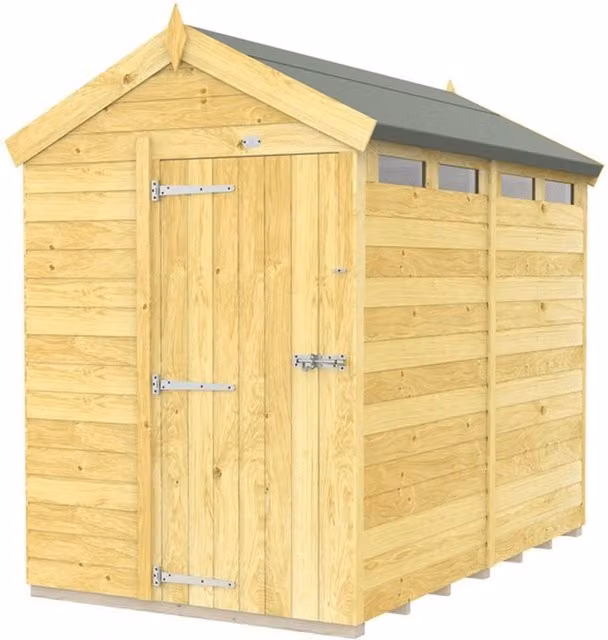 Buttercup Farm Apex Security Wood Shed in Brown with Single Door, L243 x W147 x H217 cm – 1