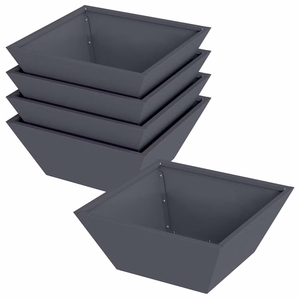 Berkfield Home Modern Garden Bowl Planters, 5 Piece Anthracite Steel Set, W/D/H: 40 x 40 x 15 cm – 3