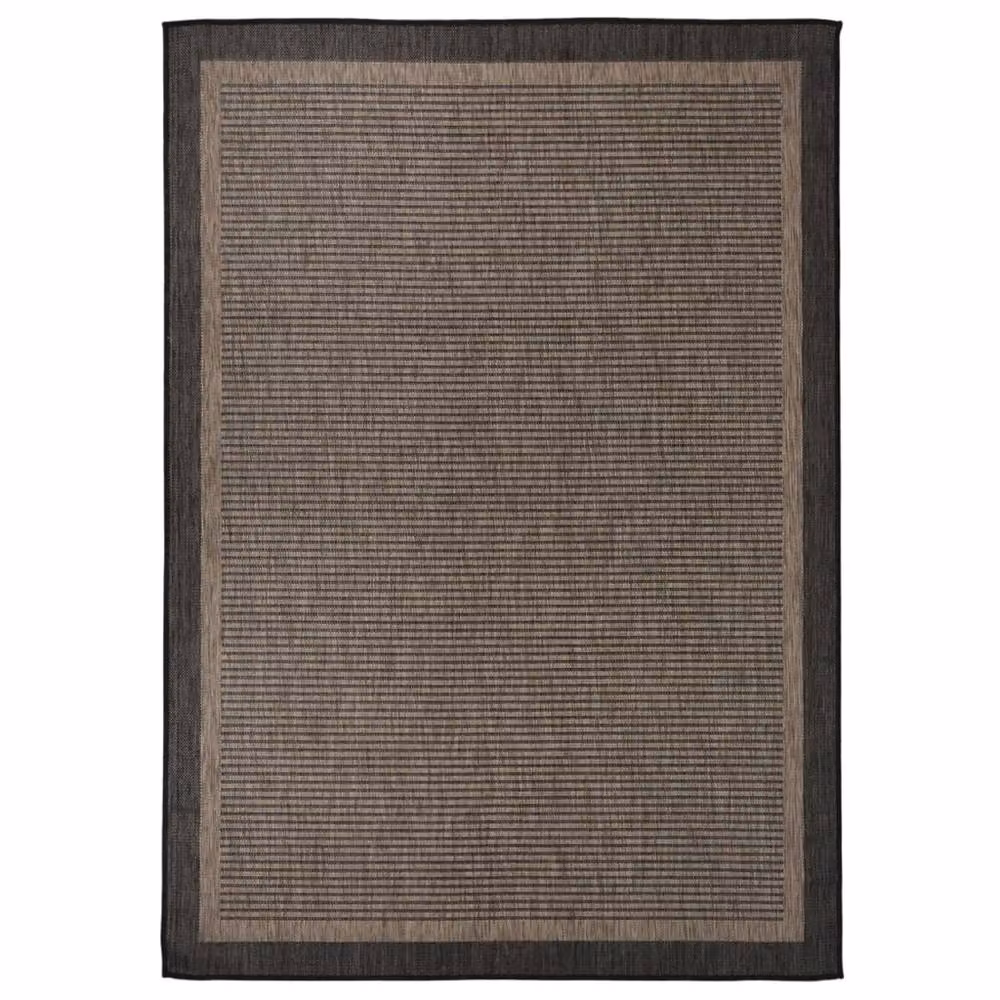 Berkfield Home Outdoor Flatweave Striped Rug, Brown, W/D: 140 x 200 cm – 2