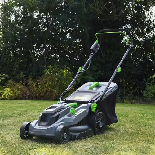 Aerotek 1600W Lawn Mower in Grey with 380mm Cutting Width, 5 Height Settings and 42L Collection Bag – 2