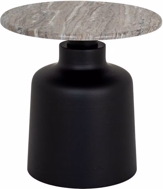 Lemon Pavilion Furniture and Decor Oura Round Metal Side Table in Black, W: 47 cm, D: 47 cm, H: 48 cm