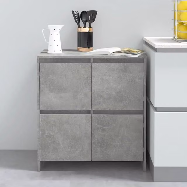 Berkfield Home Concrete Grey Sideboard in Engineered Wood, W/D/H: 70 x 41 x 75 cm