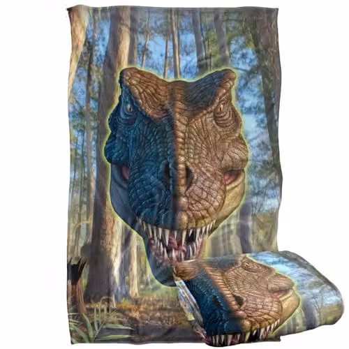 JQ Licensing Jlo T-Rex Dinosaur Head Super Soft Fleece Throw Blanket, Multicolour, W/D/H: 91 x 147 cm – 1