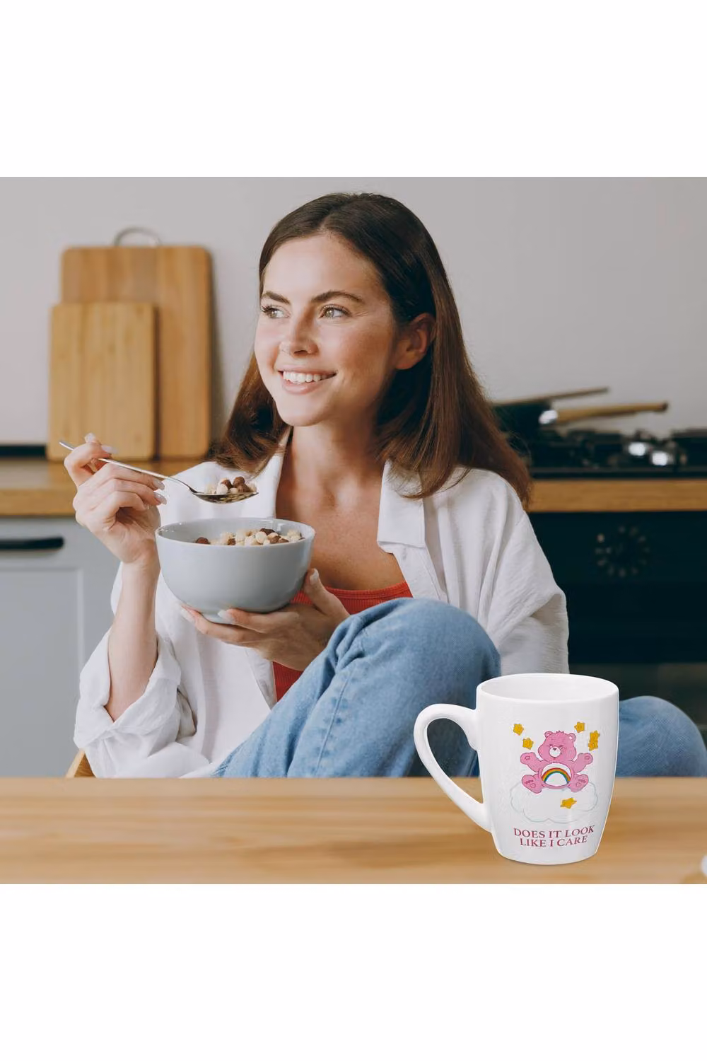 Get Trend Care Bears Mug and Calf Socks Set, White and Pink, 315ml – 4