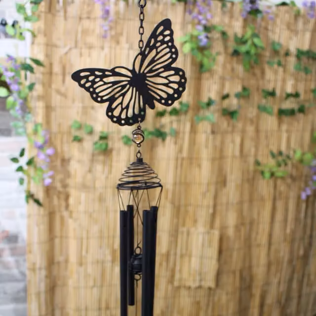 Betley Butterfly Metal Hanging Wind Chime in Black