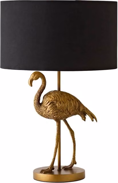 Flo Flamingo Brushed Bronze Table Lamp in Black and Gold/Brass