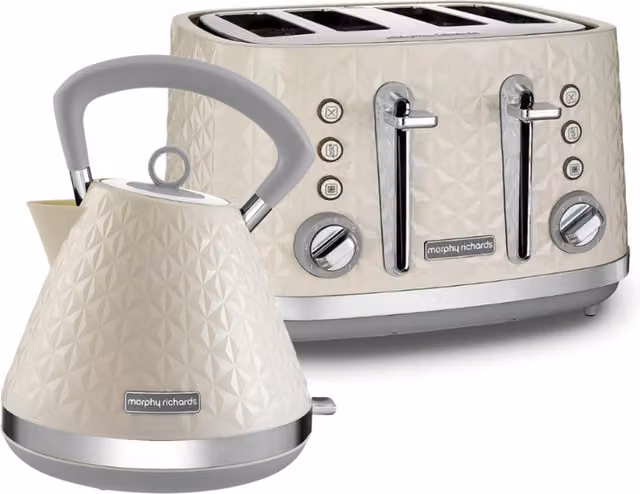 Morphy Richards Vector Kettle and Toaster Set in Beige and Black