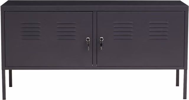 Orsina Grey Metal Two Door Locker Cabinet with Internal Shelves and Lock