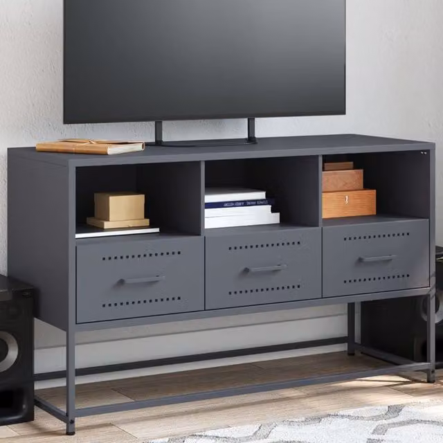 Berkfield Home Industrial Metal TV Cabinet in Anthracite and Black, W: 100.5 cm, D: 39 cm, H: 60.5 cm