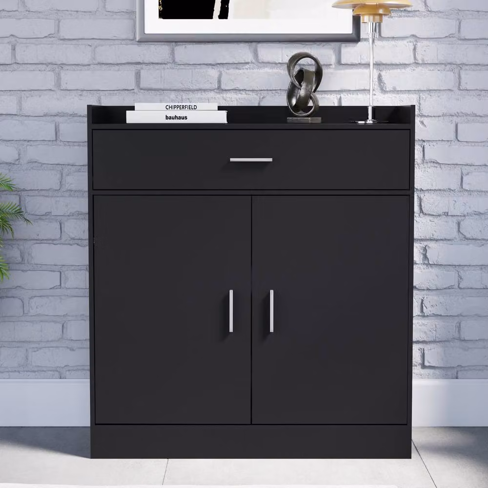 HD Designs Dalby Modern 2 Door 1 Drawer Shoe Cabinet in Black Matt – 7