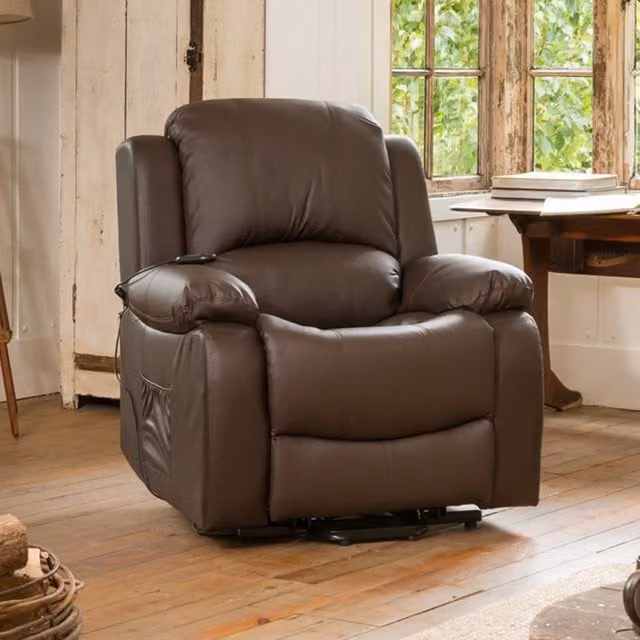 Artemis Home Glendale Electric Riser Recliner with Massage and Heat in Brown – 1
