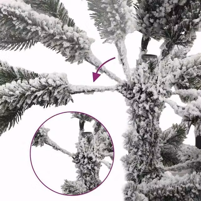 Berkfield Home Beautiful Artificial Hinged Christmas Tree with Flocked Snow, White, Height: 210 cm