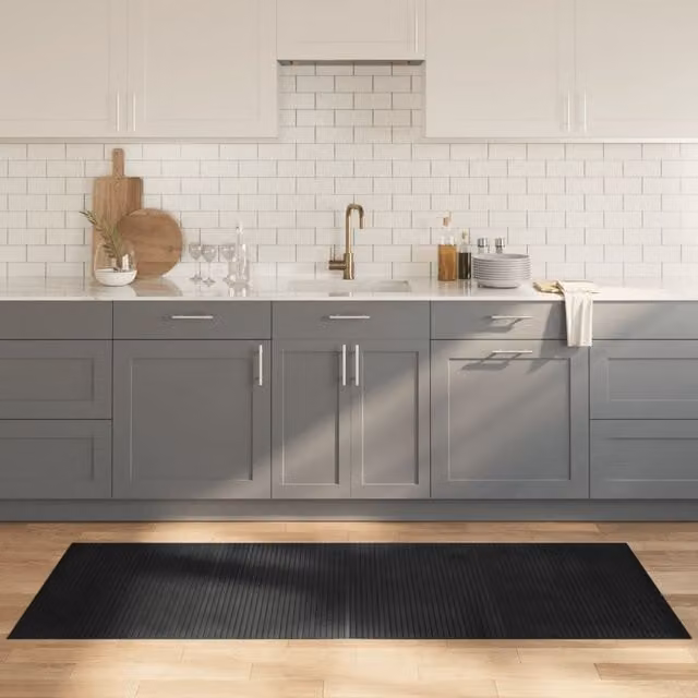Berkfield Home Rectangular Bamboo Rug in Grey, W: 80 cm, L: 200 cm – 1