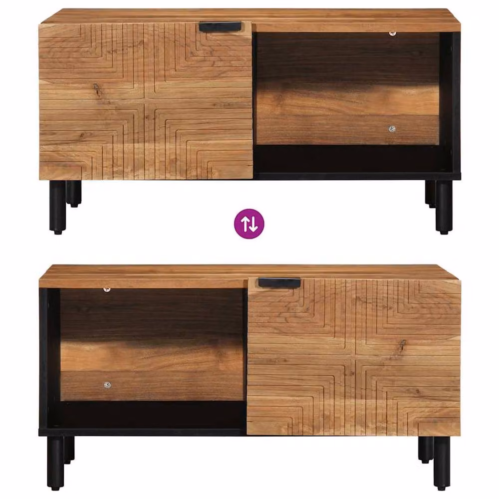 Berkfield Home Solid Wood Acacia Coffee Table in Brown, W/D/H: 80 x 50 x 40 cm – 4
