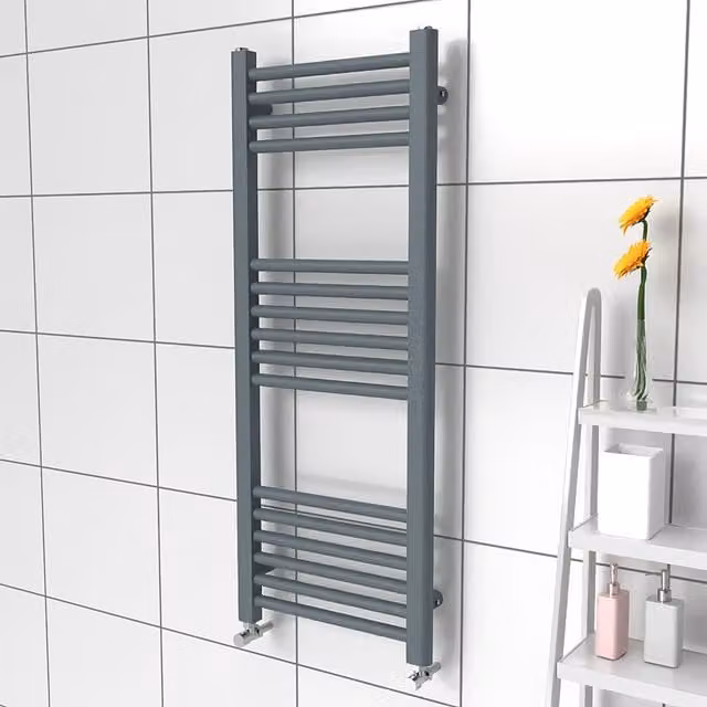 Lux Heat Coloured Steel Towel Radiator in Slate Grey, W/D/H: 100 x 40 x 0.3 cm
