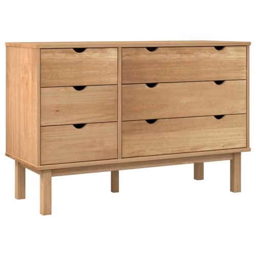 vidaXL OTTA Drawer Cabinet in Brown Solid Pine Wood, W/D/H: 113.5 x 39.5 x 73 cm – 1