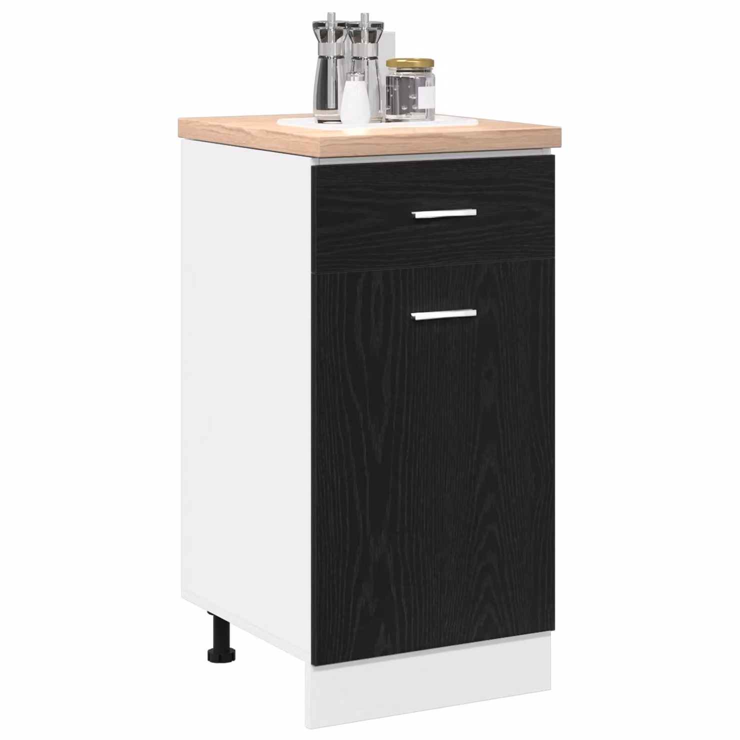Berkfield Home Black Oak Drawer Bottom Cabinet, W: 40 cm, D: 46 cm, H: 81.5 cm – 1