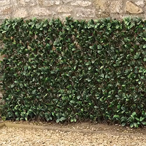 Garden Gear Artificial Hedge Trellis Privacy Screening Panel, Laurel Leaf, Green and Brown, W: 200 cm, H: 100 cm