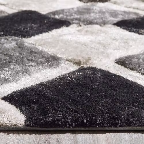 Phoenox Textiles Limited Origin 3D GEO Shaggy Grey Geometric Rug, W: 60 cm, D: 110 cm – 5