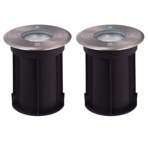 First Choice Lighting Lipa Set of 2 Silver Outdoor Recessed Ground Lights – 5