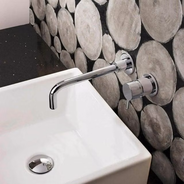 Nes Home Sicily Single Lever Wall Mounted Basin Mixer Tap in Silver Chrome