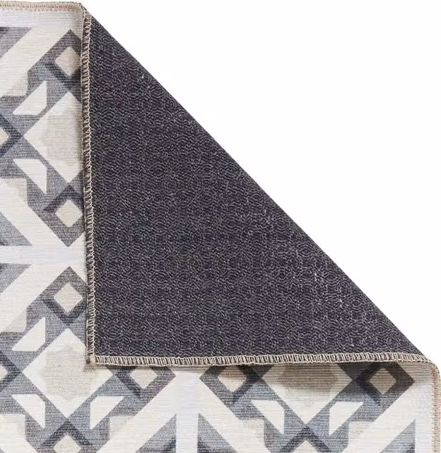 Terrys Vintage Rectangular Flat Weave Kitchen Runner in Grey and Beige