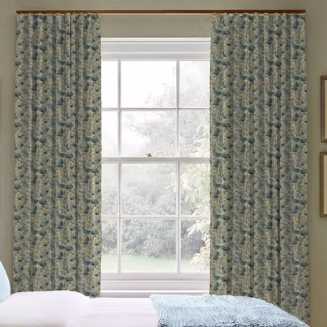 ANTE DECOR Filby Made To Measure Blackout Floral Cotton Curtains in Hyacinth Multicolour