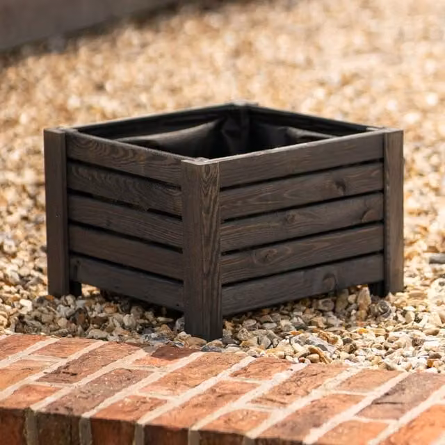 Primrose Raised Treated Wood Cube Planter Tub in Grey