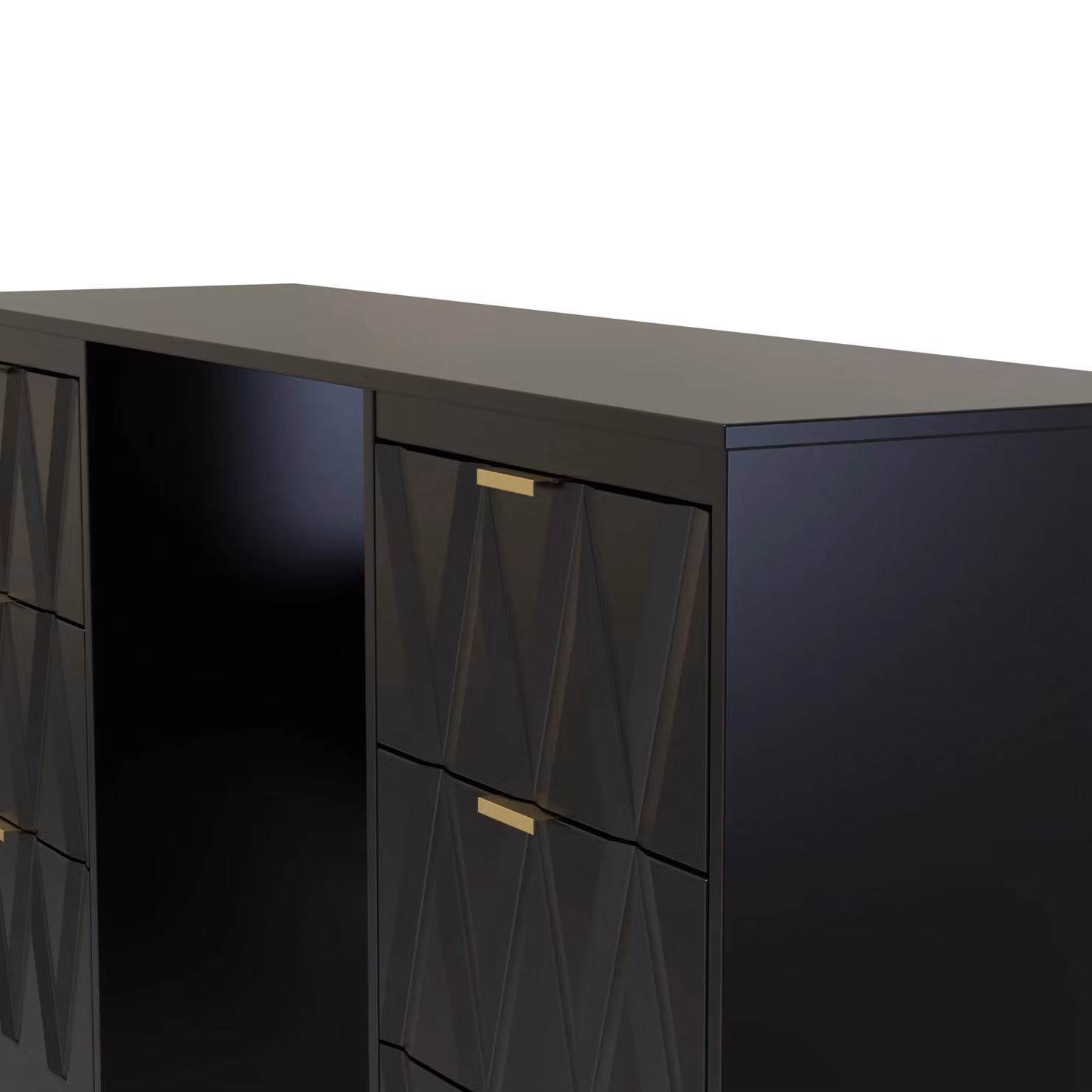 Ready Assembled 2 U Washington 6 Drawer Kneehole Desk in True Black – 3