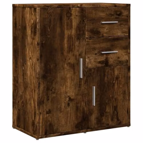vidaXL Set of 2 Modern Sideboards in Smoked Oak Brown, W/D/H: 60 x 31 x 70 cm – 5