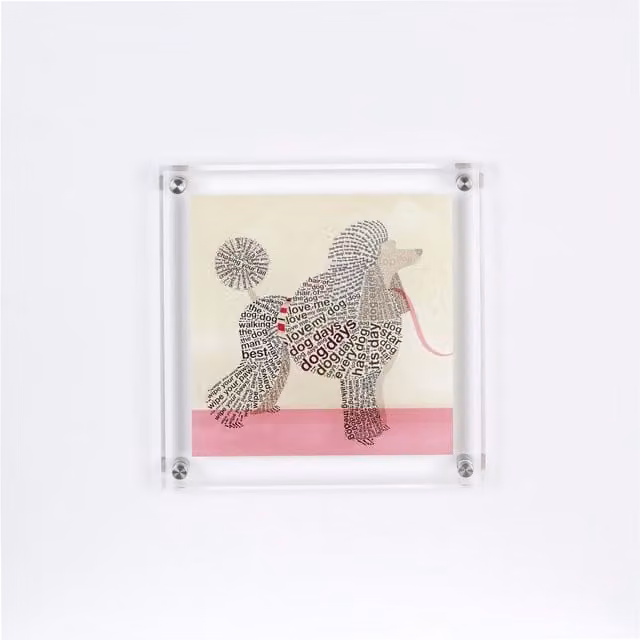 Orsina Multicolour Poodle and Typography Framed Wall Art in White