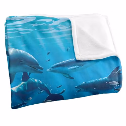 JQ Licensing Royce Mcclure Dolphin Twister Silky Touch Super Soft White Fleece Throw Blanket W/D/H: 152 x 127 cm – 2
