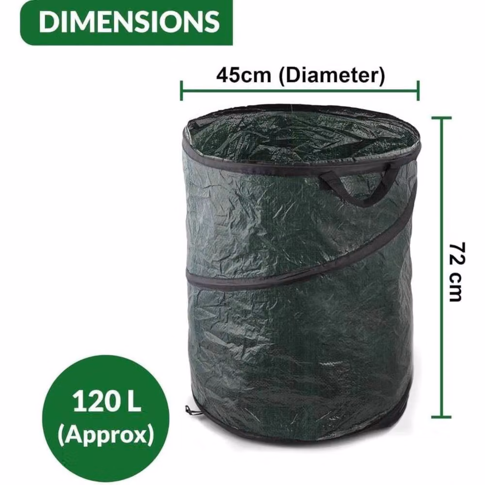 MANTRARAJ Heavy Duty Pop Up Garden Waste Refuse Bag, 120L, Green – 2