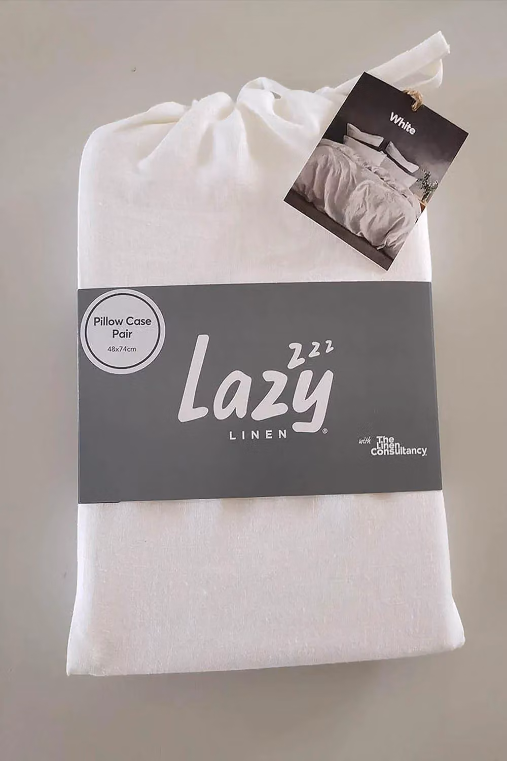 Lazy Linen Pure Washed Linen Pillowcase Pair in White – 3