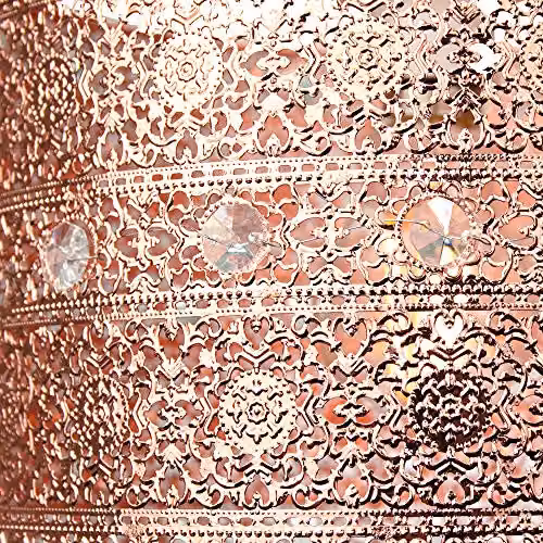 Happy Homewares Moroccan Style Chandelier Pendant Light Shade in Copper with Transparent Beads, Diameter: 24 cm – 2