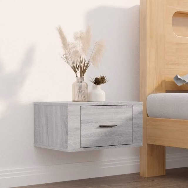Berkfield Home Wall-mounted Bedside Cabinet in Grey Sonoma, W: 50 cm, D: 36 cm, H: 25 cm – 1