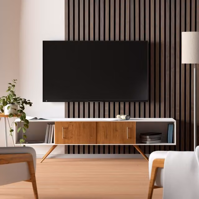Home Treats Wooden Slatted 3D Acoustic Wall Panelling in Walnut Brown