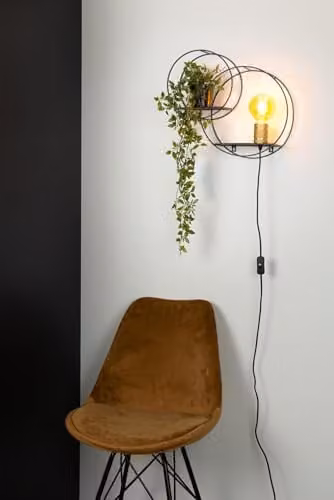 Lucide Circle Black Metal Ring Wall Light with E27 Bulb Holder – 3