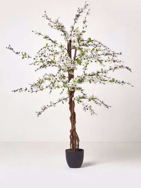 Homescapes Artificial Blossom Tree with White Silk Flowers, Height: 152.4 cm